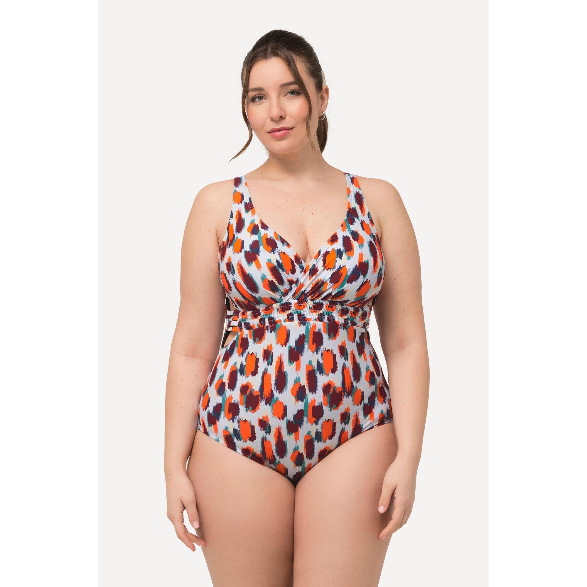 Ulla Popken - Femme Maillot De Bain À Bonnets Souples Amovibles. Imprimé Taches De Couleur - Maillot De Bain 1 Pièce - Blanc - 52 2xl - Decathlon