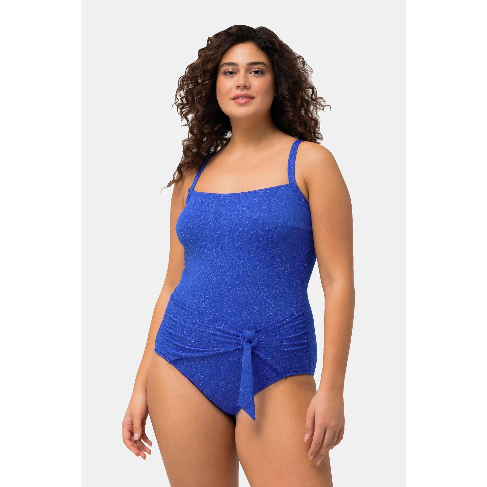 Ulla Popken - Femme Maillot De Bain Texturé Scintillant. Bonnets Souples. Effet - Maillot De Bain 1 Pièce - Bleu - 52 2xl - Decathlon