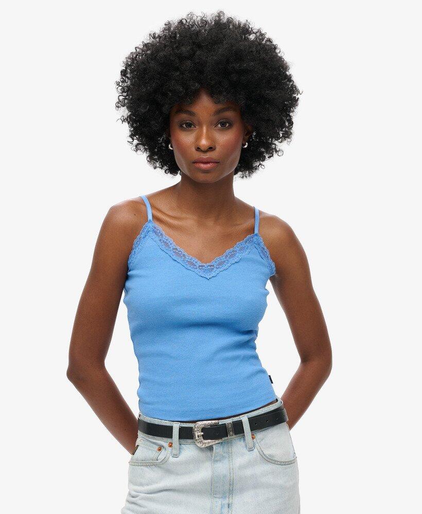 SUPERDRY Bio-Baumwoll-Cami-Top mit Vintage-Spitzenbesatz