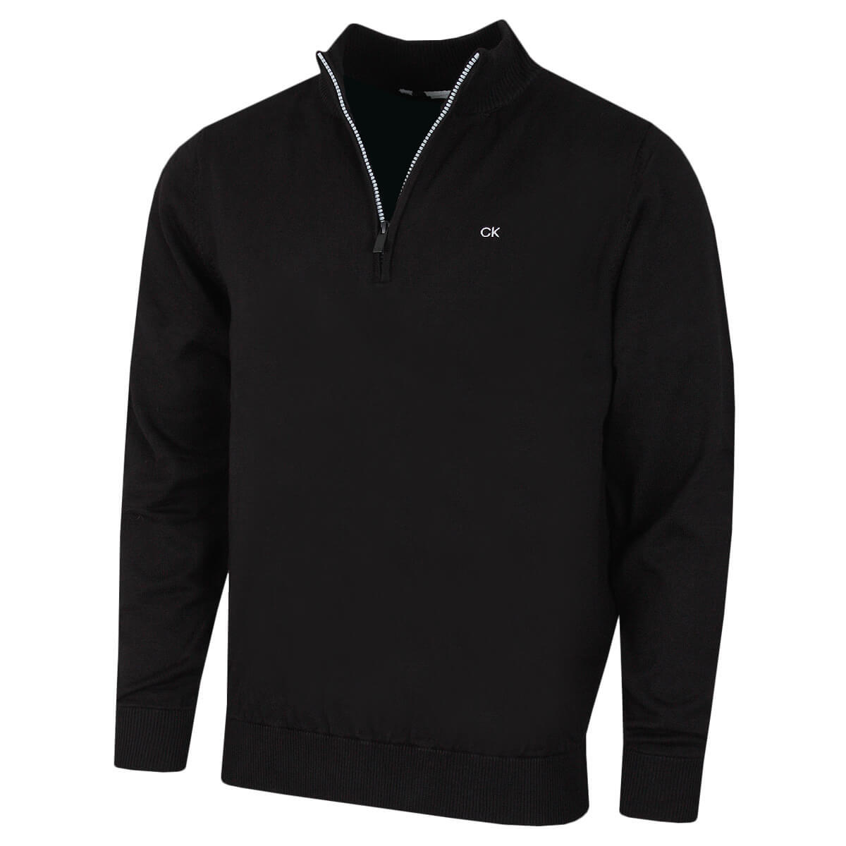 CALVIN KLEIN Calvin Klein Mens Campus 1/2 Zip Sweater - Black/Silver - S
