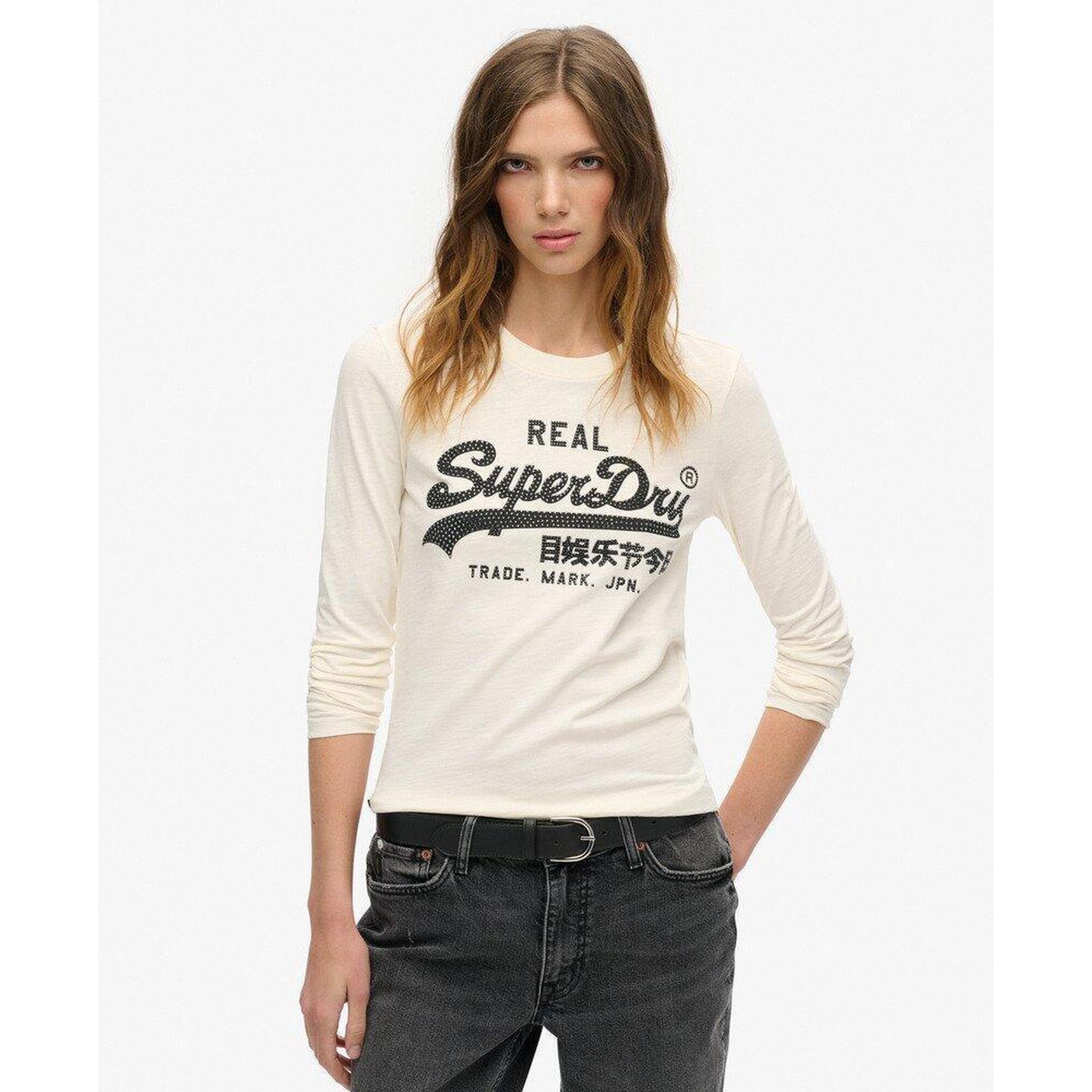 Superdry - Haut À Manches Longues Graphique Vl Embellie - Sous Pull - Blanc - Decathlon