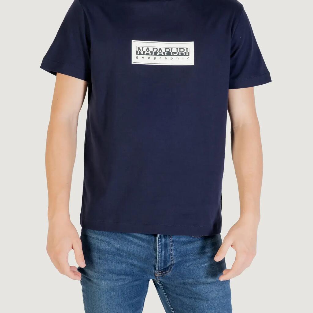 MEN'S crop top t-shirt S-BOX LOGO SS BLUE