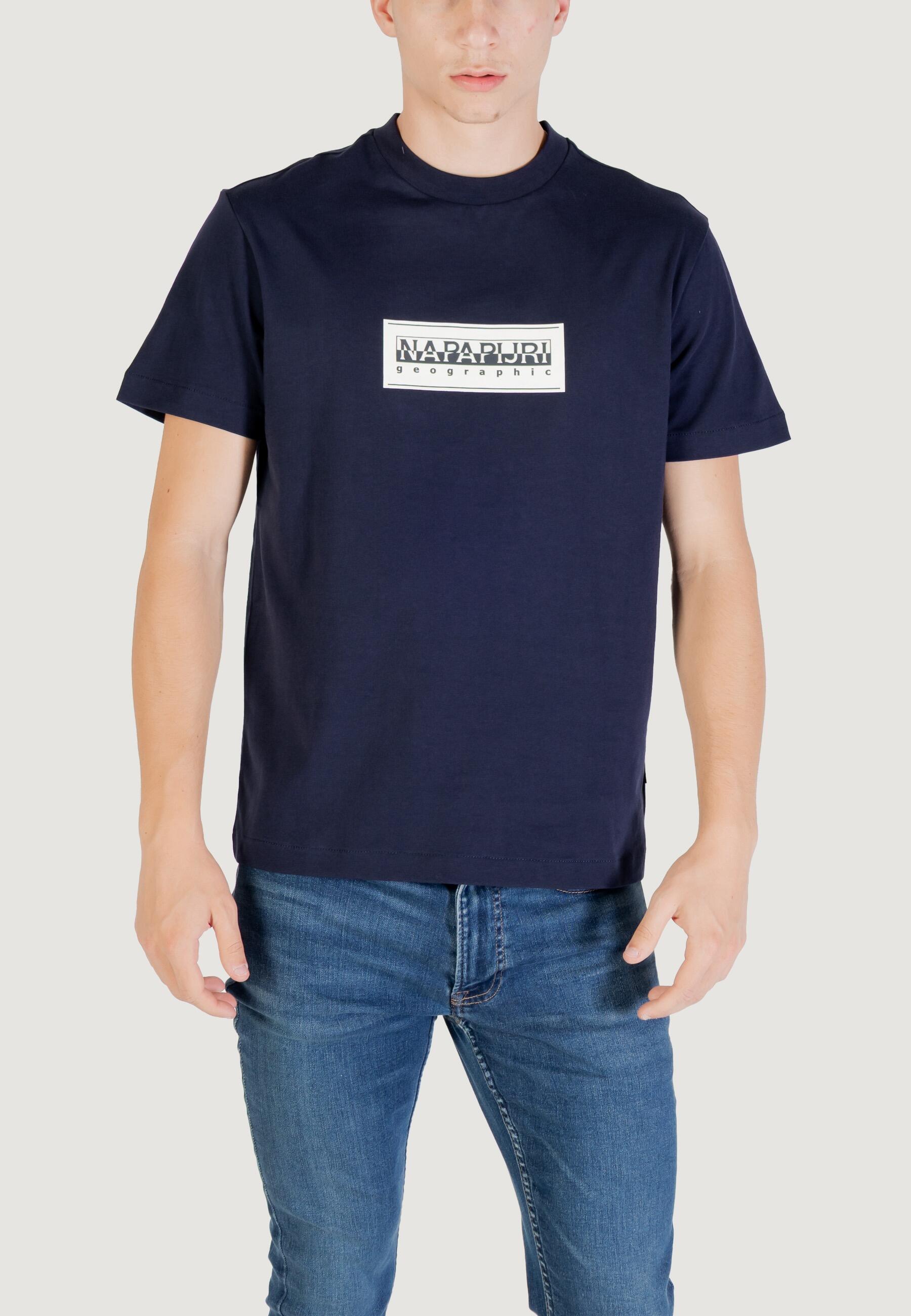NAPAPIJRI Box Logo Short Sleeve T-Shirt – Maglietta Uomo Manica Corta, Taglia L
