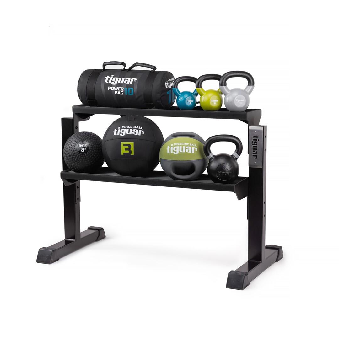 tiguar Kettlebell-Ständer – 2-stufig, erweiterbar, 118 cm, mit Gummimatten 3/3