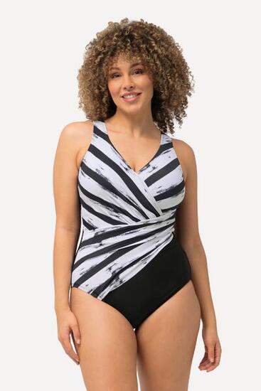 Femme Maillot de bain bonnets souples. Drapé et rayures. Matière recyclée