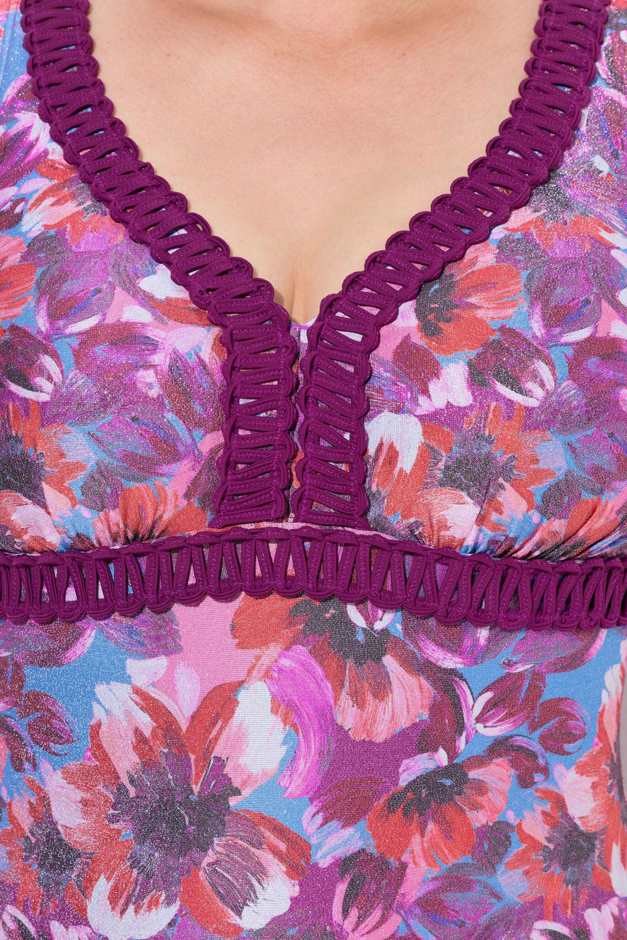 Femme Maillot de bain à bonnets souples. Motif floral scintillant. 4/7