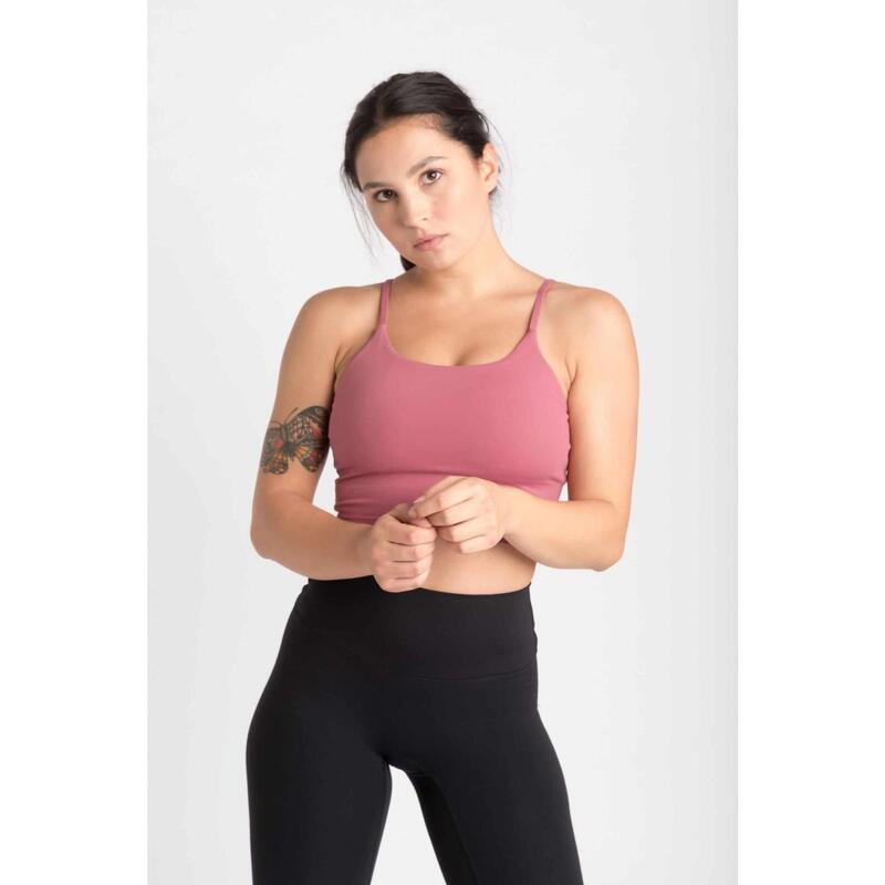 Crop-Top Sport-BH Fitness Varsity - Damen - Deep Mauve