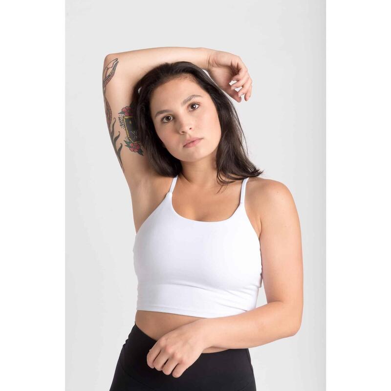 Varsity Crop-Top T-Shirt Fitness - Mulher - Branco