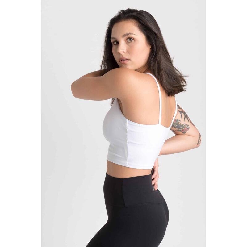 Varsity Crop-Top T-Shirt Fitness - Mulher - Branco