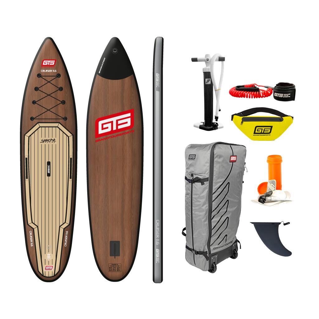 Gts Grandtoursports - Gts Premium Touring Sup – Cruiser 11.6 Yacht Design (ydw) - Planche De Stand Up Paddle - Blanc|marron - Decathlon