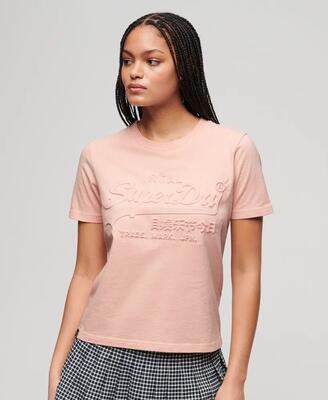 Superdry embossed relaxed t-shirt 100% katoen - peach whip pink