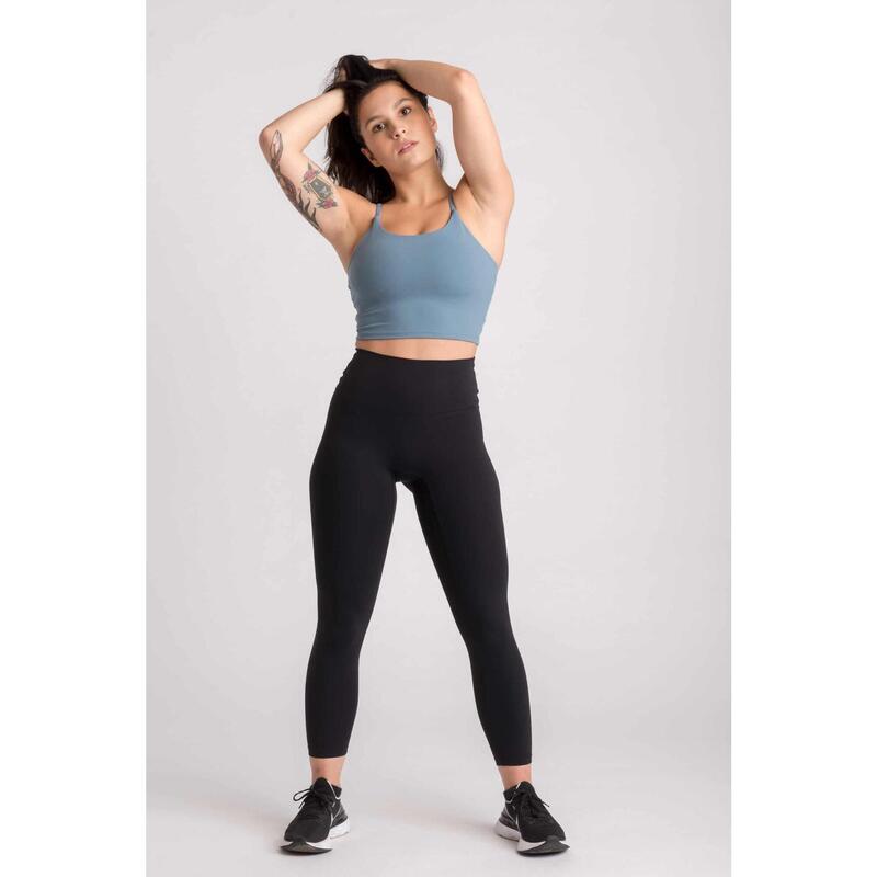 Crop-Top Sport-BH Fitness Varsity - Damen - Blau