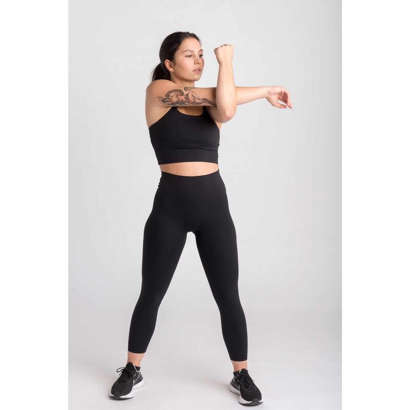 Varsity Crop-Top T-Shirt Fitness - Mulher - Preto