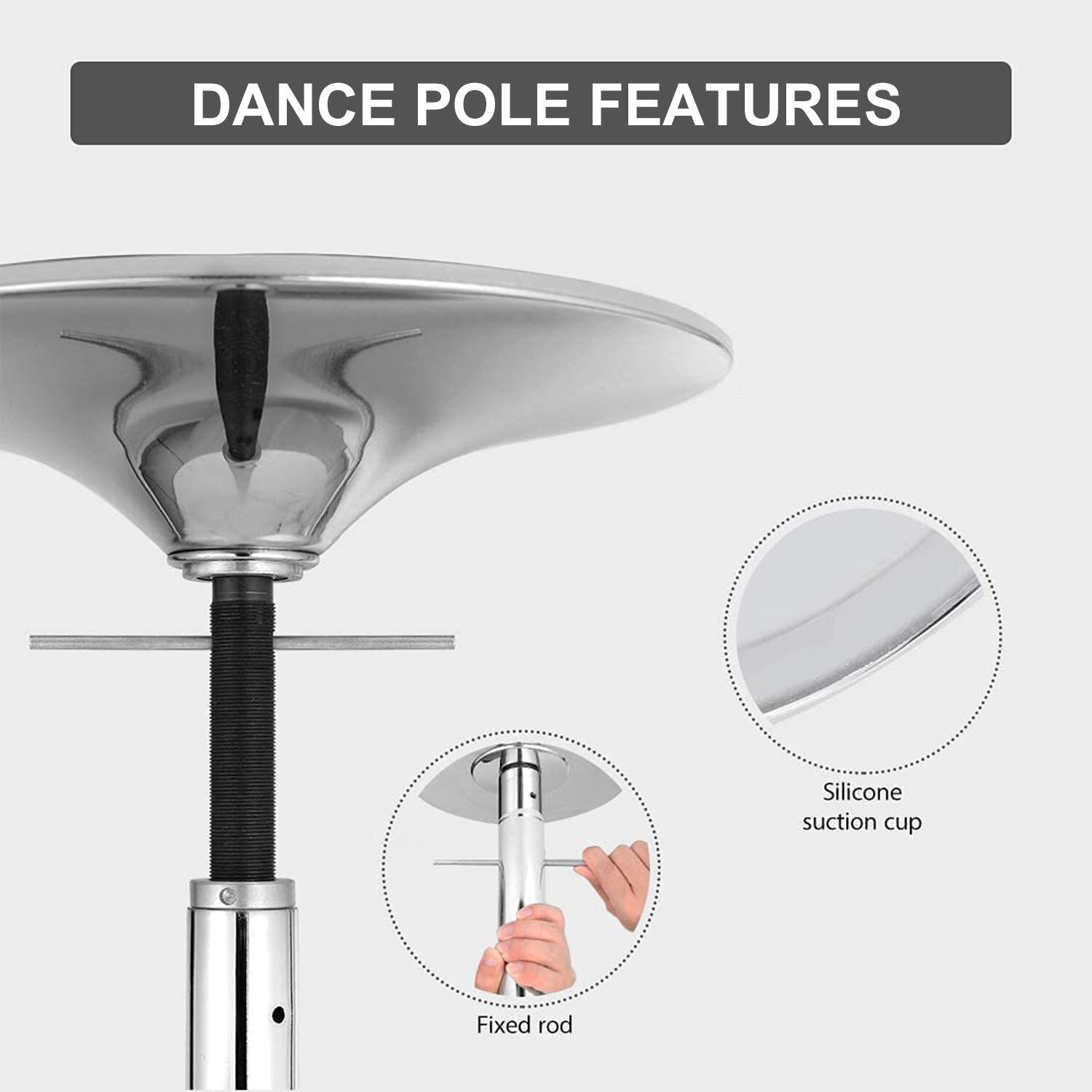 Adjustable Portable Rotating Dance Pole – Static & Spin Modes 3/7