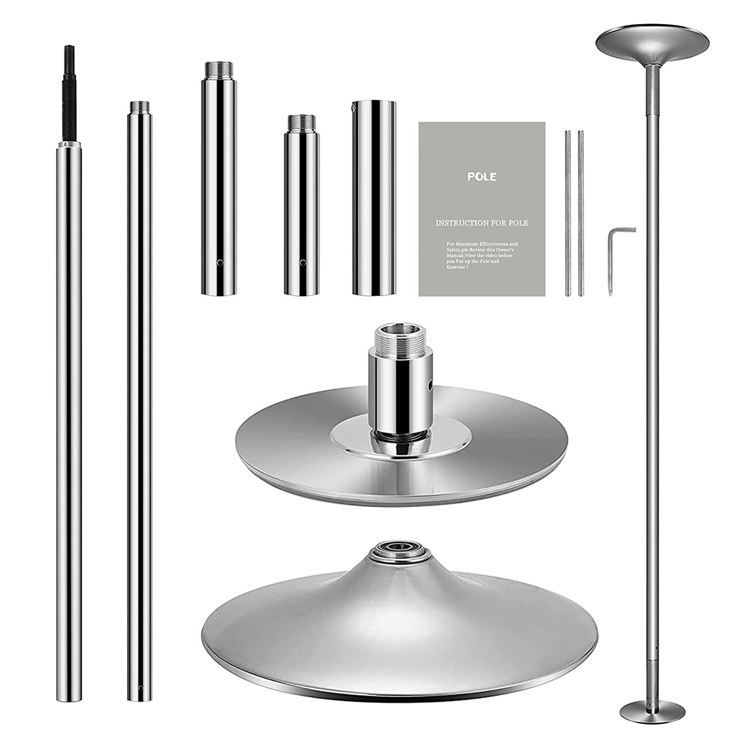 HOMEFITNESSCODE Adjustable Portable Rotating Dance Pole – Static & Spin Modes
