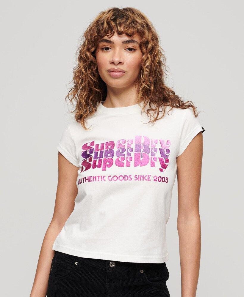 T-shirt à manches courtes avec logo rétro pailleté 1/1