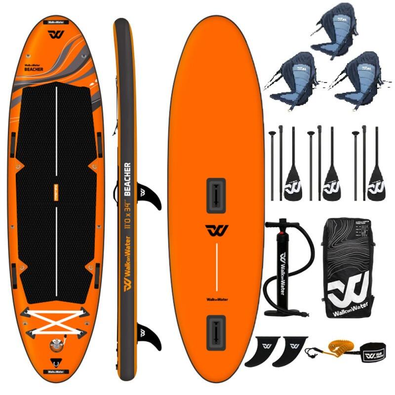 WOW PACK TABLA DE PADDLE INFLABLE WOW BEACHER 11.0 + 3 RESPALDOS + 3 REMOS