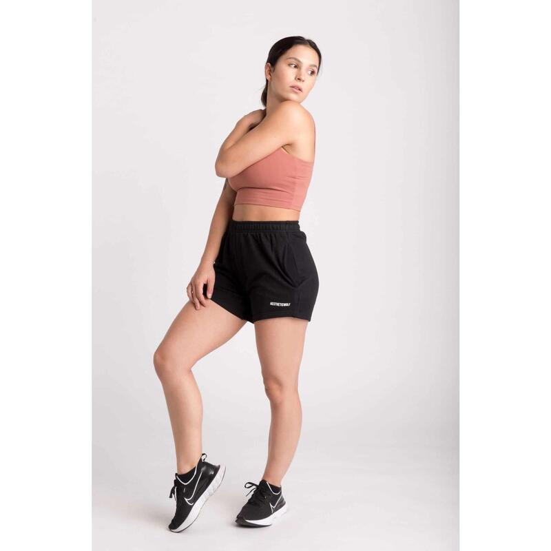 Fitted Sweat Short - Dames - French Terry Zwart