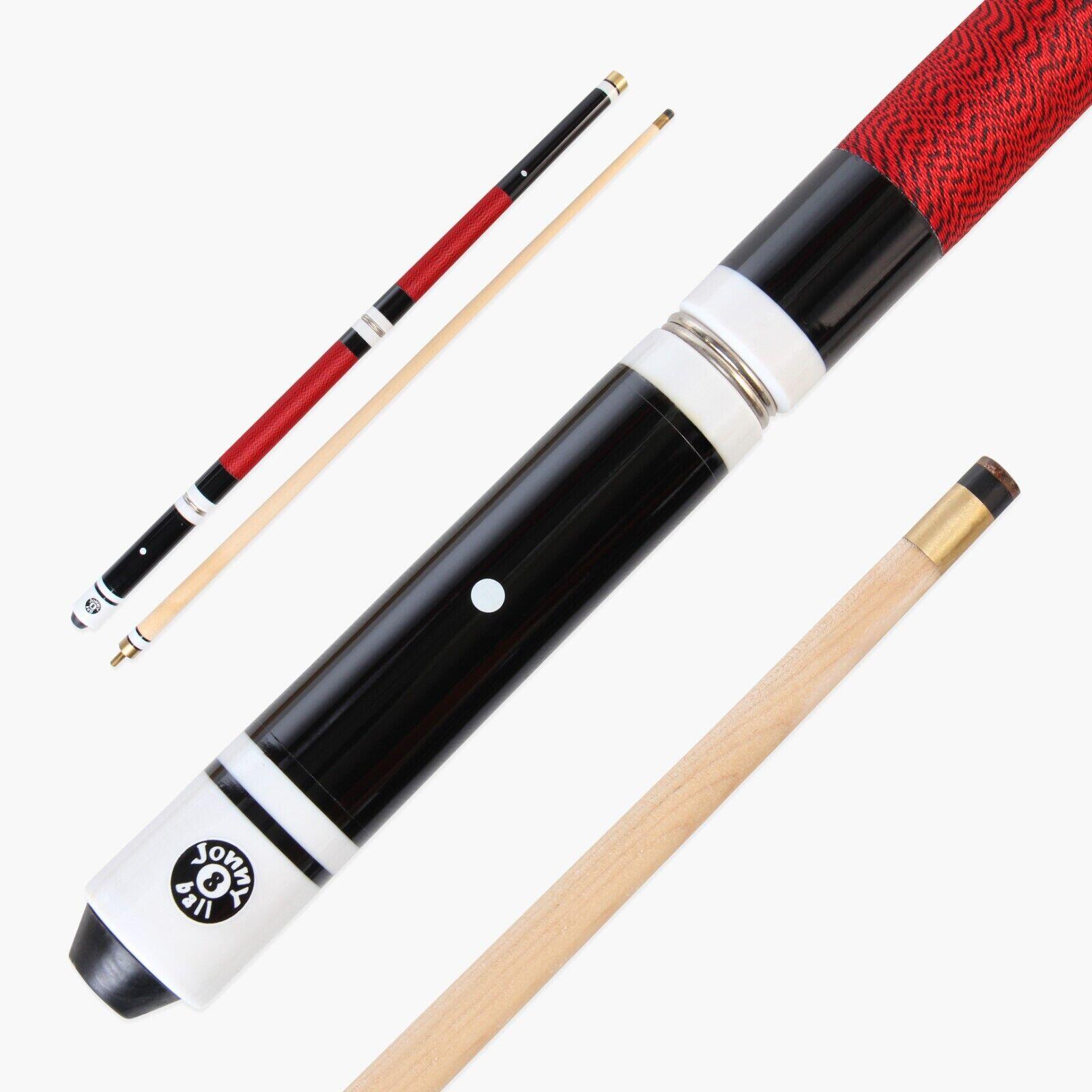 FUNKY CHALK Jonny 8Ball Snooker Pool RED 4 PC Adjustable Cue + 4x11mm Screw Tips 18 - 21oz