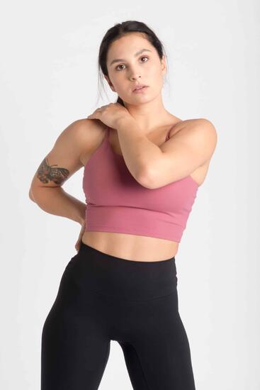 Varsity Brassière De Sport / Crop Top - Femme - Mauve Rouge