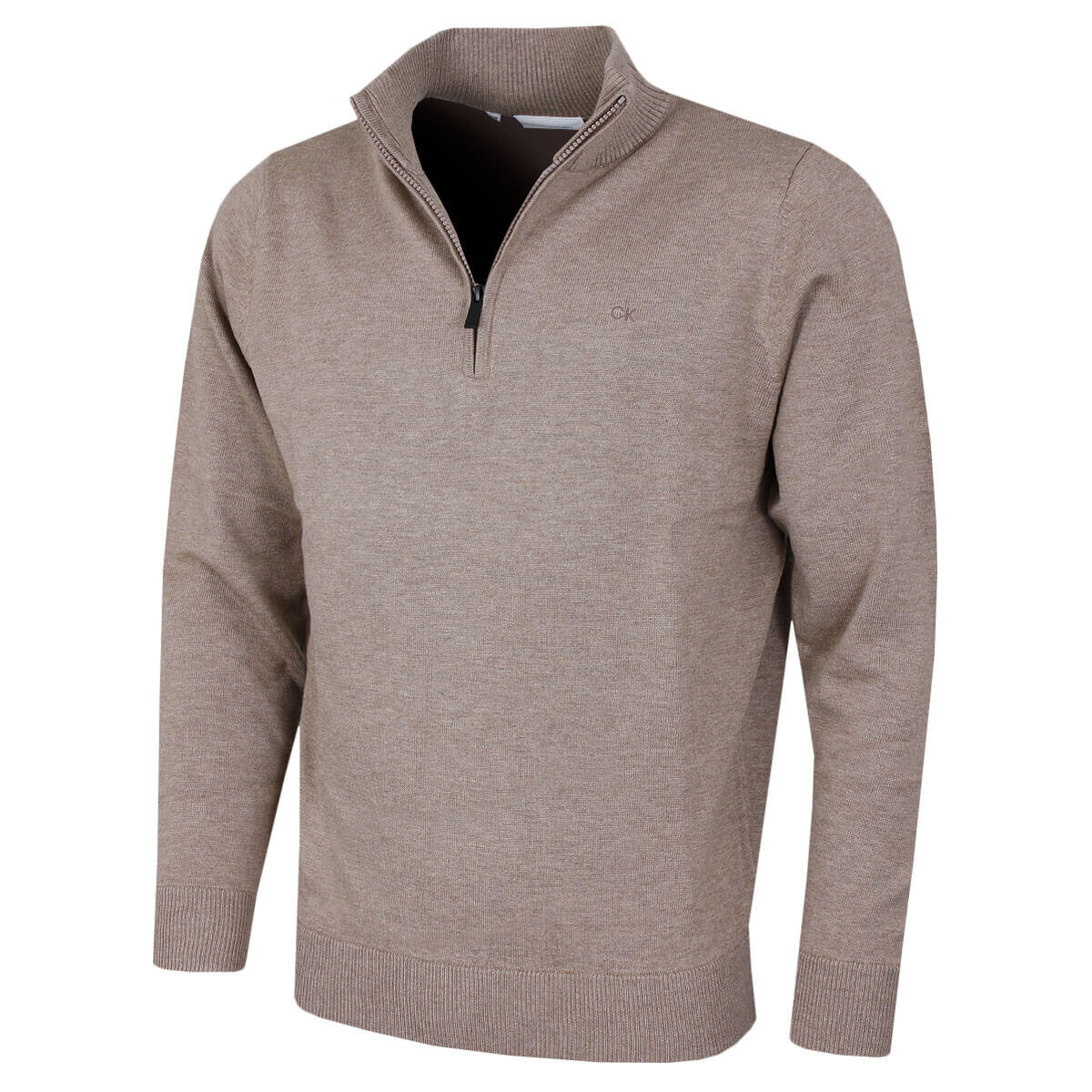 CALVIN KLEIN Calvin Klein Mens Campus 1/2 Zip Sweater - Oat Marl - L