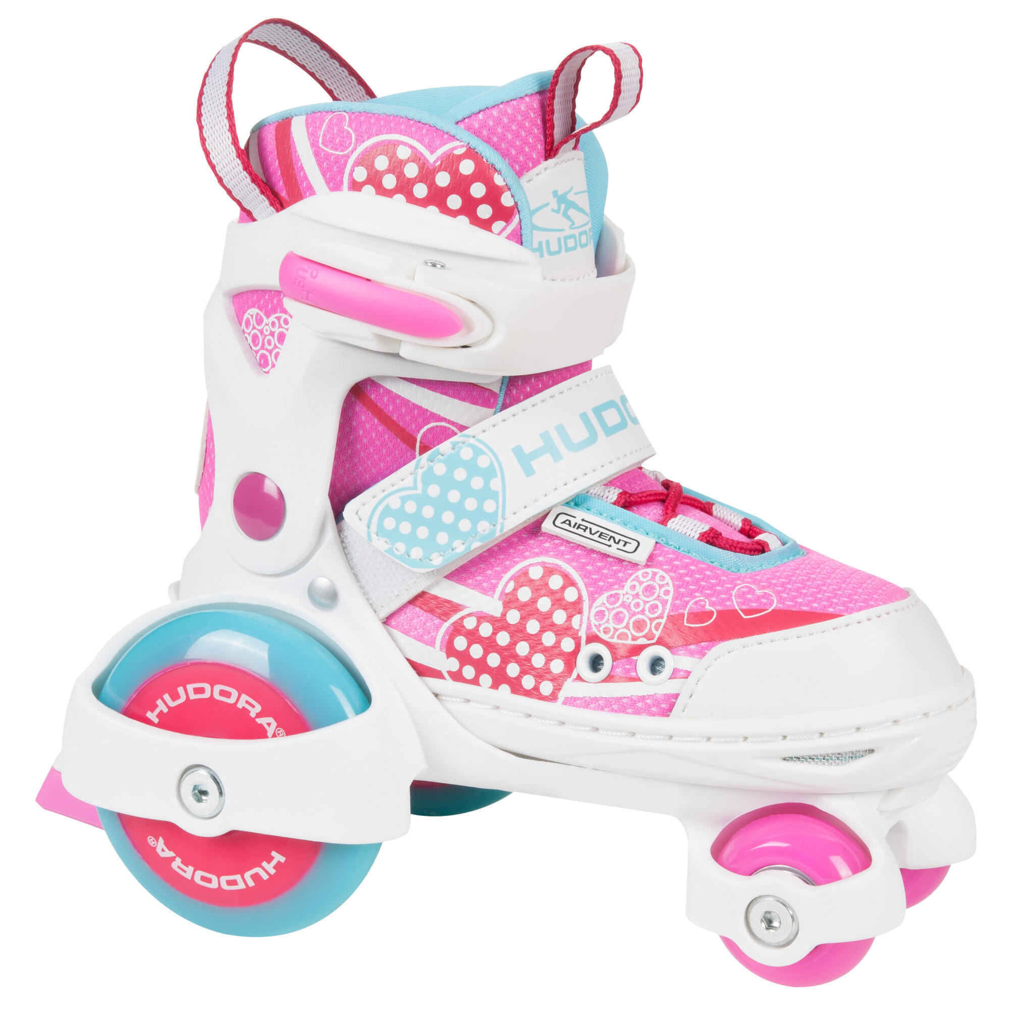 Hudora - Rollerskate My First Quad Girl, Size 30-33 - Patins À Roulettes - Blanc|bleu|rose - No Size - Decathlon