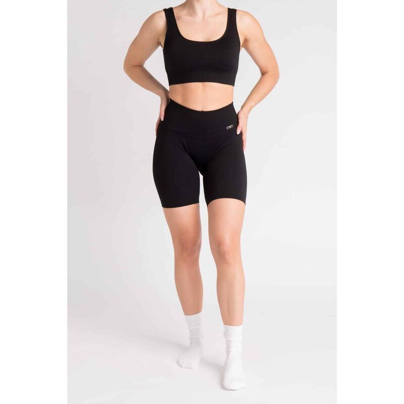 Short Fitness / Cycliste Côtelée Seamless - Femme - Noir