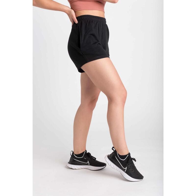 Fitted Jogger Calções - Mulher - Terry Francês Preto