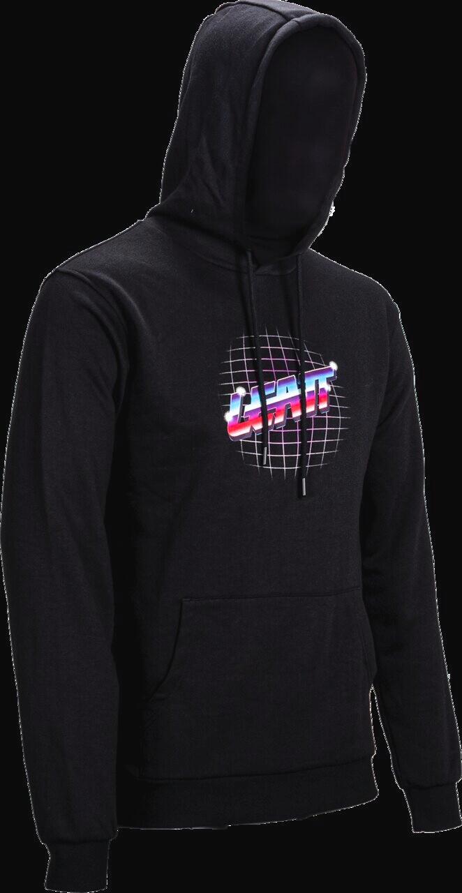 LEATT Felpa con cappuccio Core V25 Leatt nera unisex, cappuccio, fodera in micropile