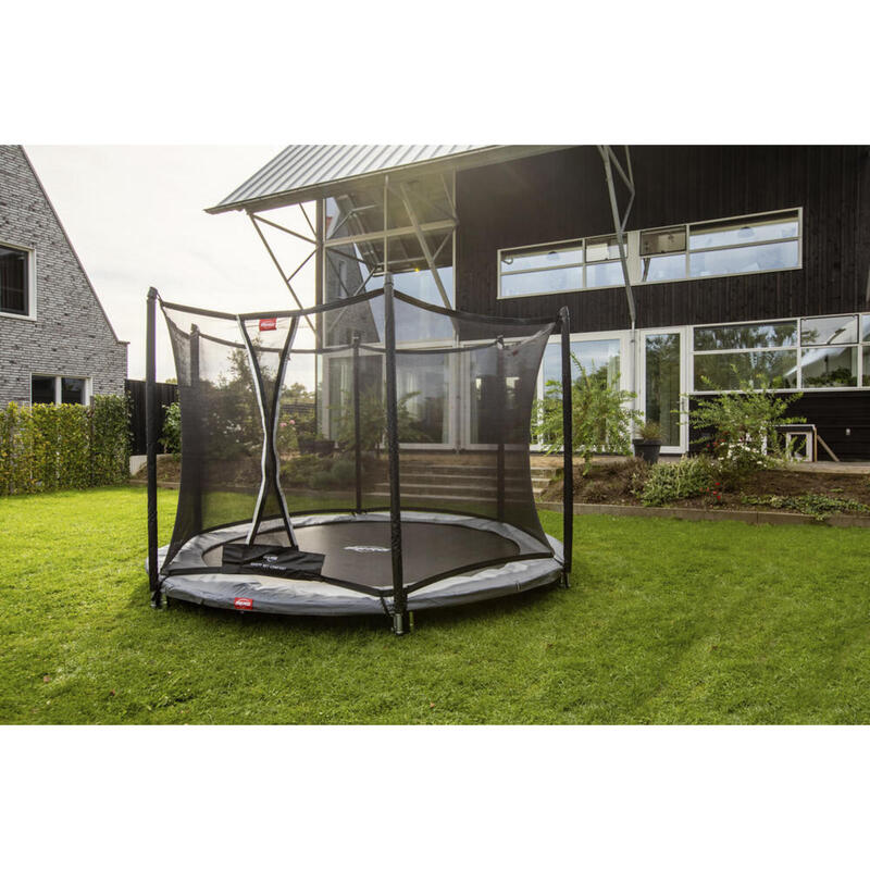 BERG Trampolin rund Favorit InGround Schwarz 380 cm + Sicherheitsnetz