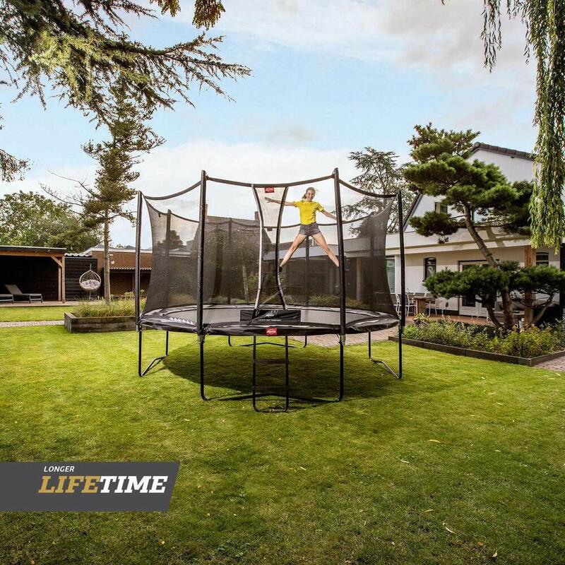 BERG Trampolin rund Favorit Regular Schwarz 380 cm mit Sicherheitsnetz