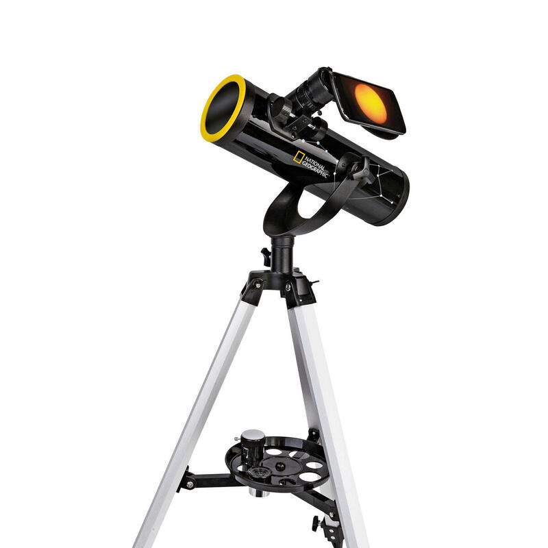 Telescopio 76/350 NATIONAL GEOGRAPHIC con Filtro solar y Soporte para Smartphone