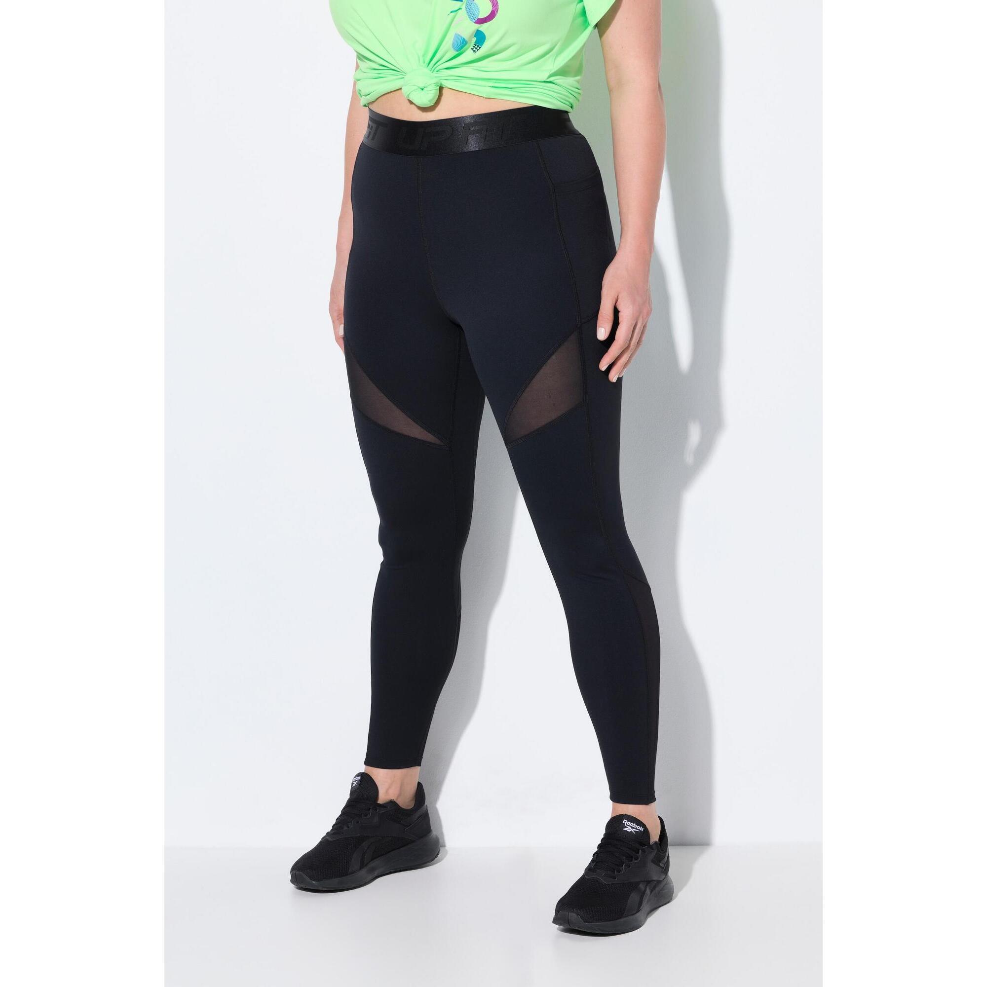 Ulla Popken - Femme Legging De Sport. Matière Recyclée. Empiècements En Mesh. Séchage Rapide - Legging - Noir - Decathlon