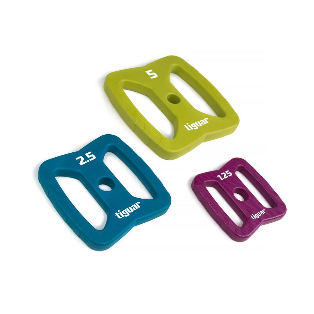 TIGUAR tiguar Butterfly Gewichtsscheiben – Set (6 Stk), PU-beschichtet, V2