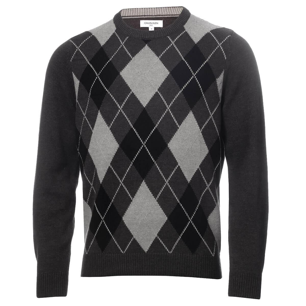 CALVIN KLEIN Calvin Klein Mens Argyle Sweater - Charcoal - XXL