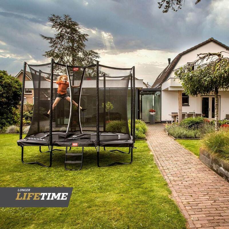 BERG Trampolin rechteckig Favorit Regular grau 280 cm mit Sicherheitsnetz