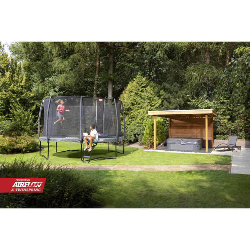 BERG Trampolin rund Favorit Regular Levels grau 430 cm mit Sicherheitsnetz