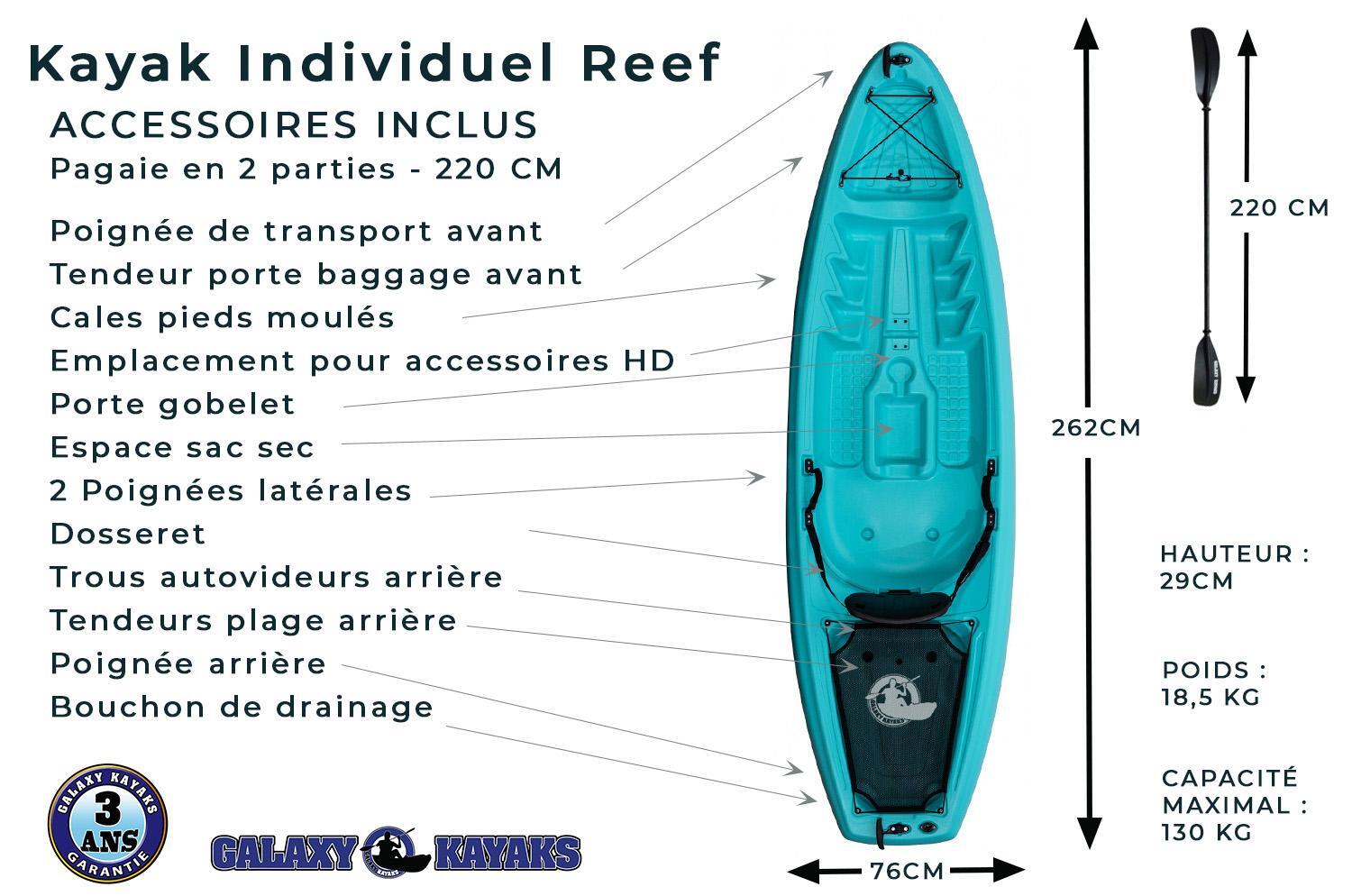 Kayak 1 pers rigide économique Reef 4/7