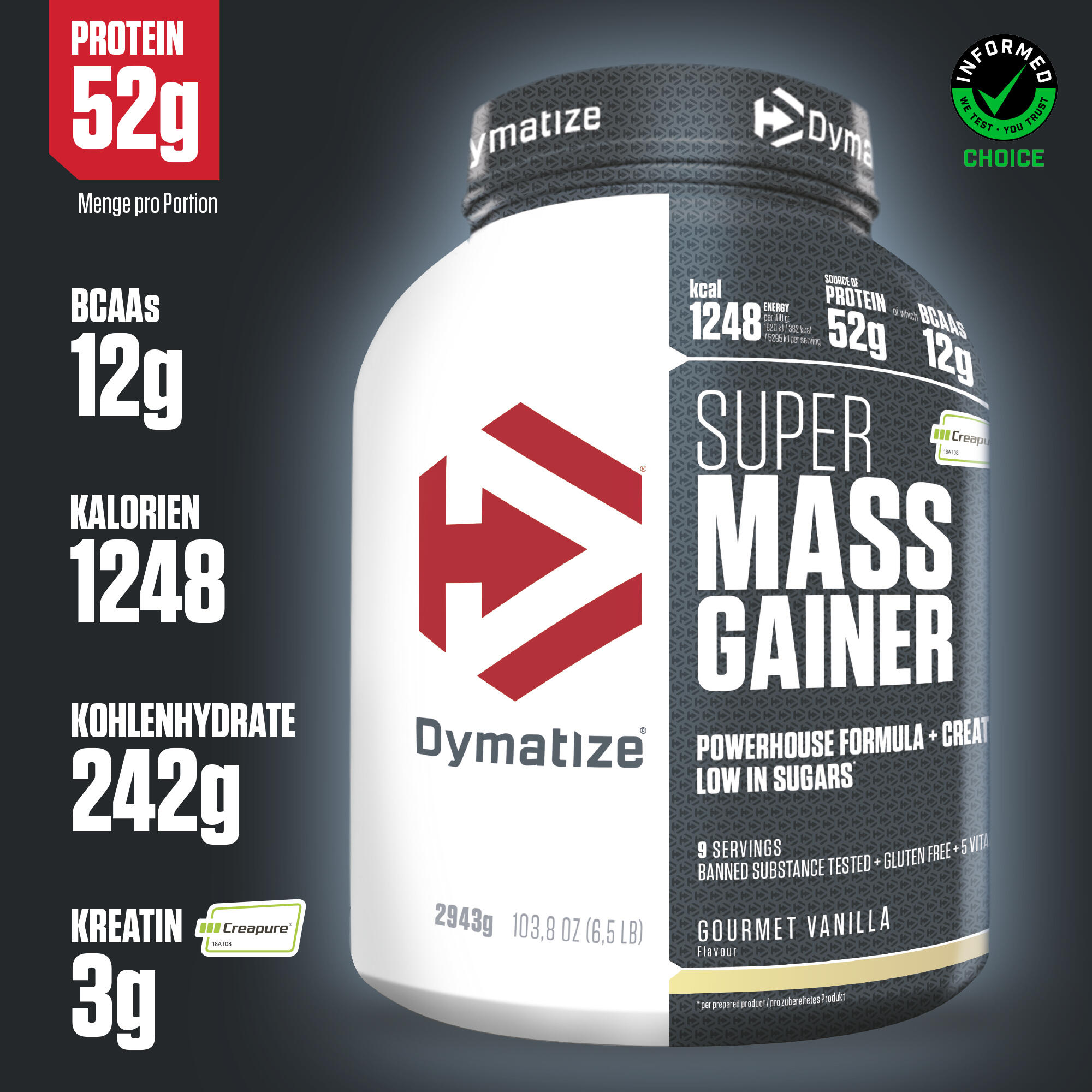 Super Mass Gainer 2.9kg Dymatize 2/7