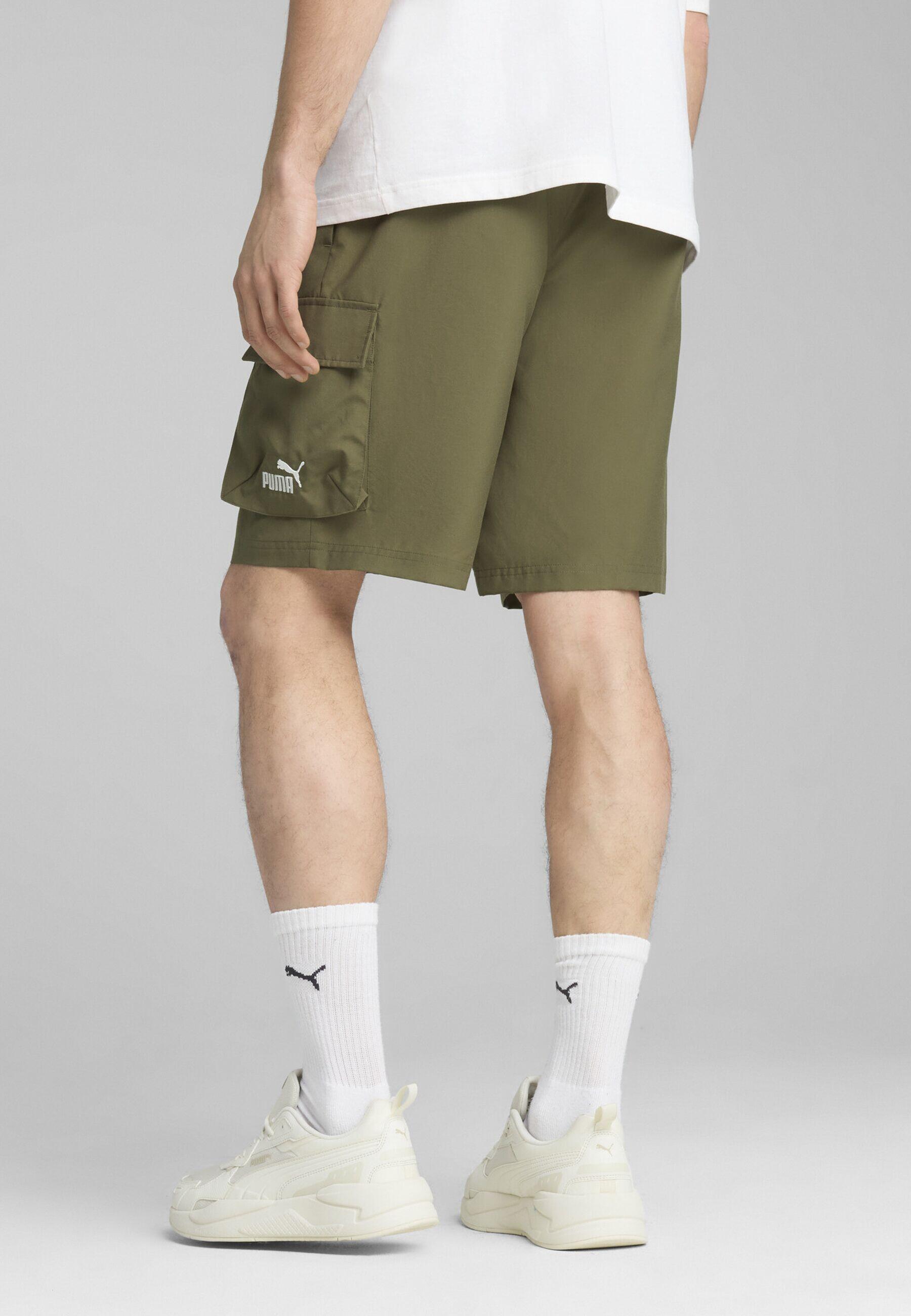 Shorts cargo in tessuto Essentials con logo N. 1 da 9" da uomo PUMA Loden Green 7/7
