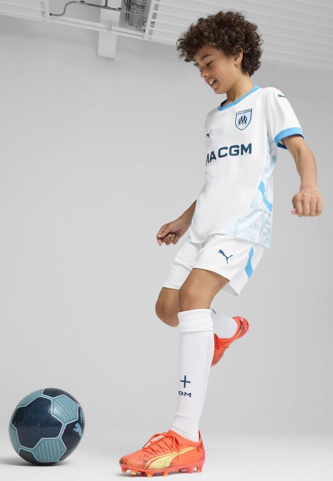 Młodzieżowe szorty Olympique Marsylia 24/25 PUMA White Bleu Azur Blue