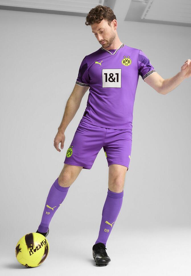 Męskie szorty Borussia Dortmund 24/25 PUMA Purple Glimmer Yellow Alert