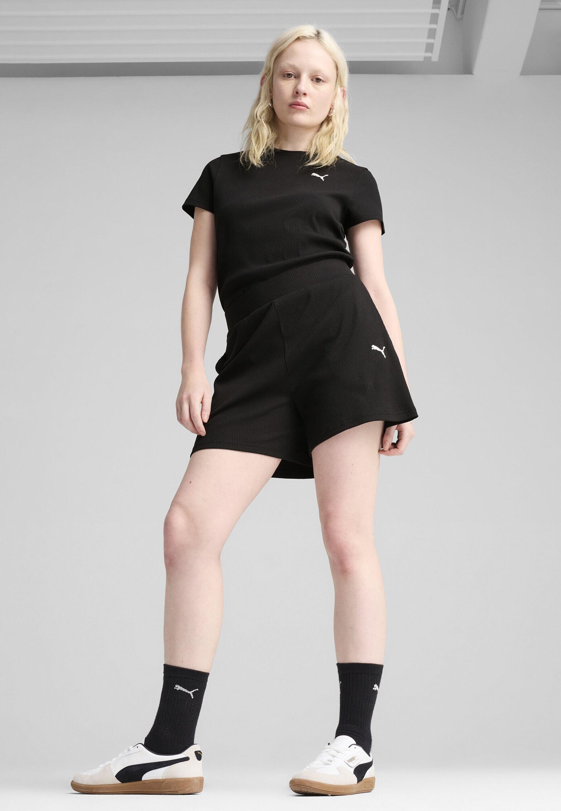 Short 5" côtelé à taille haute ESS ELEVATED Femme PUMA Black 7/7