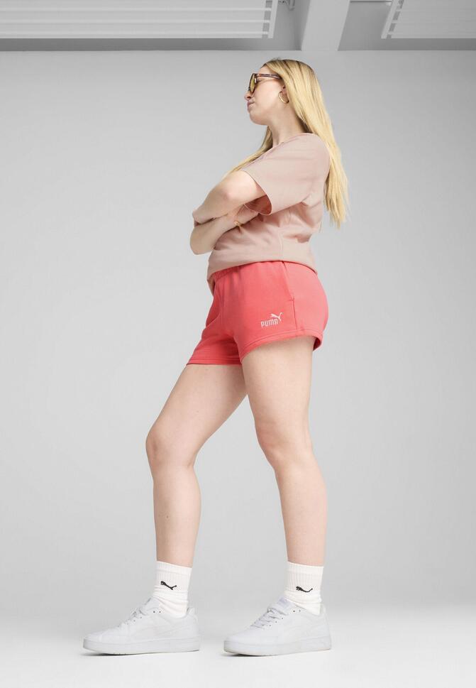 Damskie szorty z małym logo No. 1 ESS 4'' PUMA Peach Frost Red