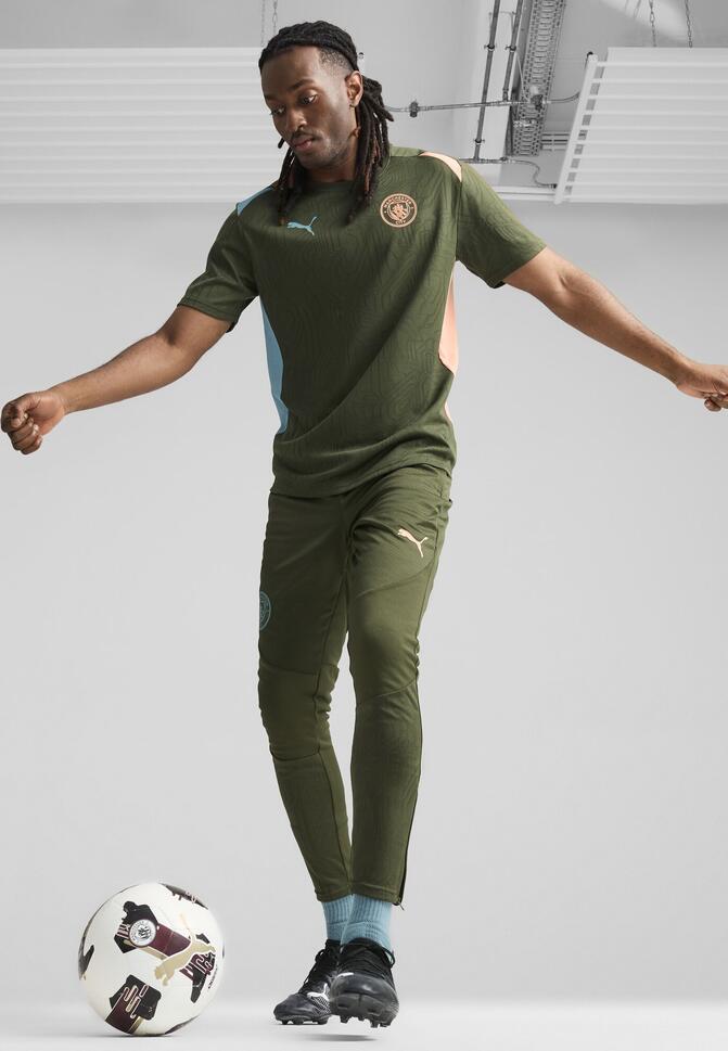 Męskie spodnie treningowe Manchester City PUMA Myrtle Bold Blue Green