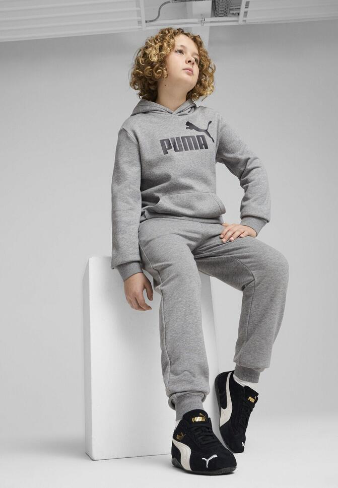 Młodzieżowe spodnie dresowe ESS z logo No. 1 PUMA Medium Gray Heather