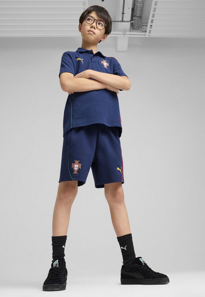 Młodzieżowe szorty Portugalia Casuals PUMA Persian Blue Sunny Yellow