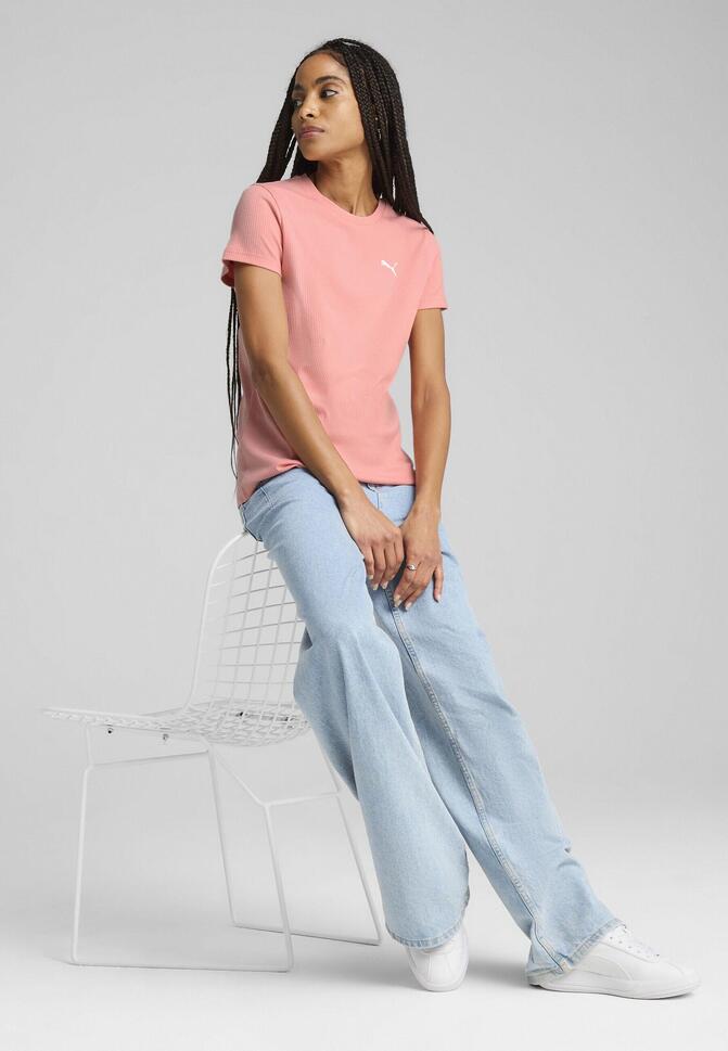 Damska koszulka prążkowana ESS ELEVATED PUMA Pink Fruit