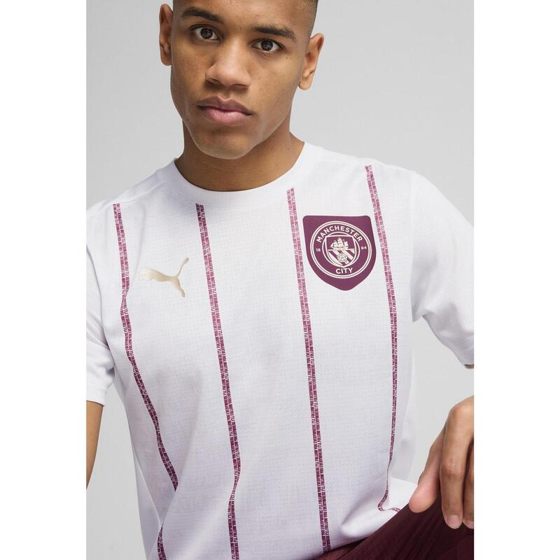 Męska koszulka przedmeczowa Manchester City PUMA White Dark Jasper Red