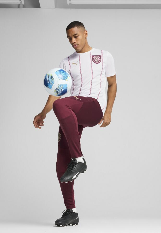 Męska koszulka przedmeczowa Manchester City PUMA White Dark Jasper Red